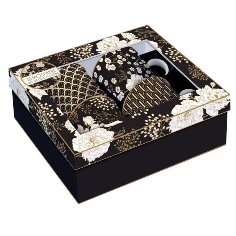 EASY LIFE ART DECO FLOWERS Mug Porcelaine - Coffret De 4 – Image 3