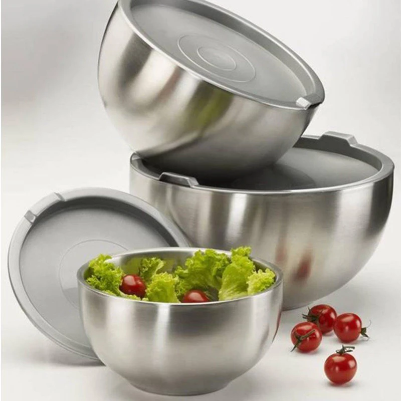 Bol Saladier Double Paroi En Acier Inoxydable + Couvercle GSW D22 – Image 3