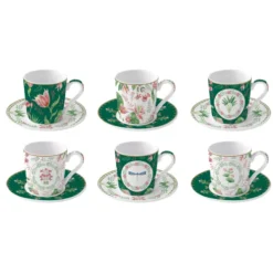 EASY LIFE BOTANIC CHIC Coffret 6 Tasses à Café 10 Cl En Porcelaine