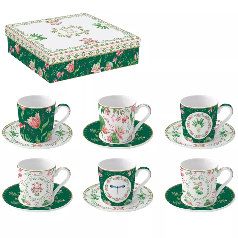 EASY LIFE BOTANIC CHIC Coffret 6 Tasses à Café 10 Cl En Porcelaine – Image 7