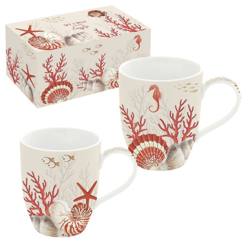 EASY LIFE CORAL REEF Coffret 2 Mugs 35cl En Porcelaine – Image 2