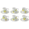 EASY LIFE FLEURS Et CITRONS Coffret Tasse Café Expresso Porcelaine - Les 6
