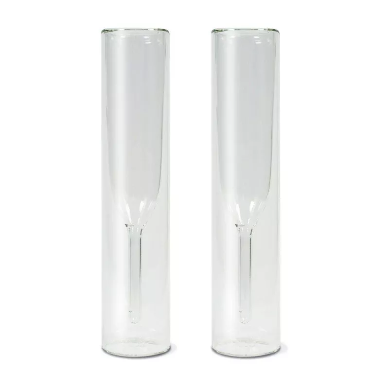 Flûte à Champagne Double Paroi Verre Tube 15 Cl WD Lifestyle - Les 2 – Image 2
