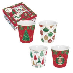 EASY LIFE JINGLE BELLS Coffret Tasse Café Expresso En Porcelaine EASYLIFE 100 Ml - Les 4