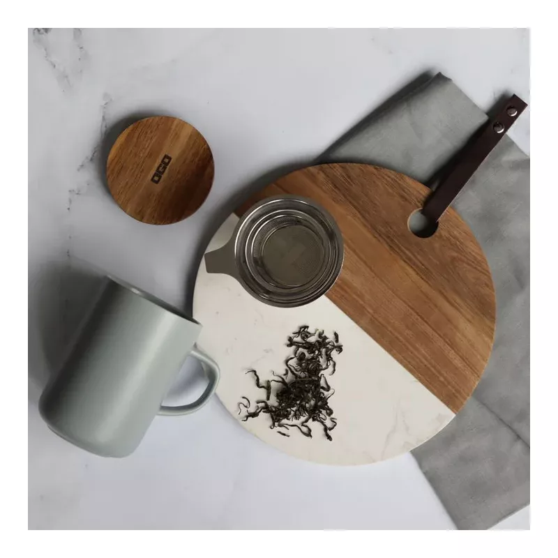 JULIET Infuseur à Thé / Tisanière En Grès Perle 475 Ml OGO Avec Couvercle Bois – Image 4