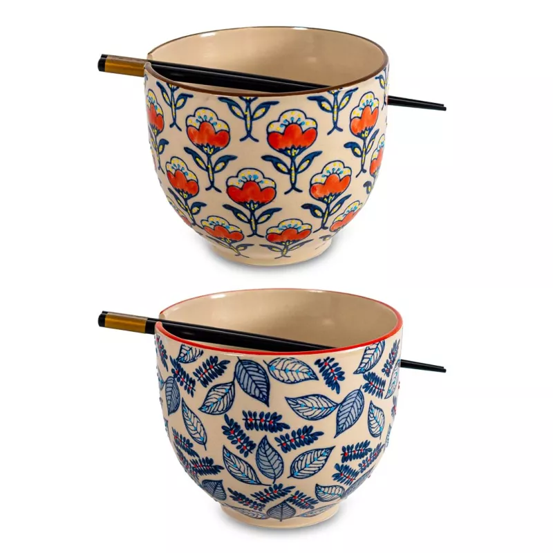 PECHINO LINE Set 2 Bols Ramen 800 Ml Et 2 Jeux Baguettes WD Lifestyle