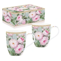EASY LIFE ROSES EN FLEUR Coffret 2 Mugs 30cl En Porcelaine