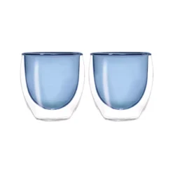 Tasse à Café Expresso En Verre Double Paroi 8 Cl WD Lifestyle Bleu - Les 2
