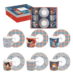 EASY LIFE TOKYO Coffret 6 Tasses à Café 10 Cl En Porcelaine