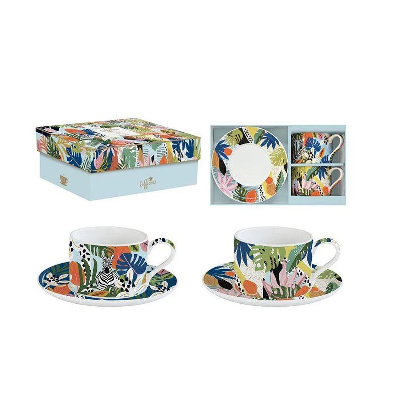EASY LIFE TROPICAL VIBES Coffret Duo Paire Tasse à Déjeuner Porcelaine – Image 2